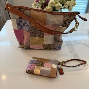 vintage Coach patchwork hobo shoulder bag & wallet